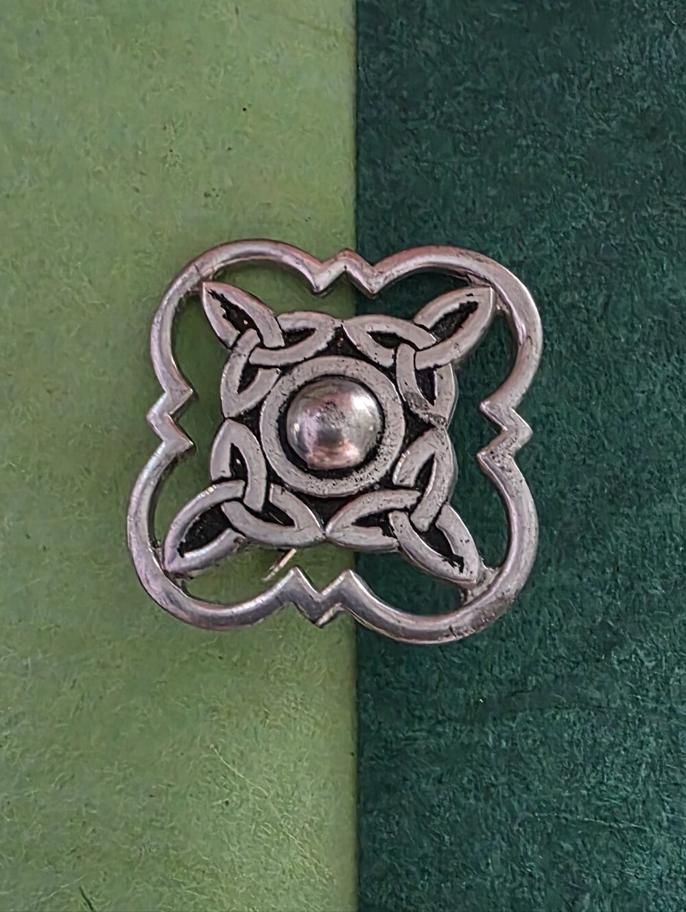 Vintage St Justin Celtic Shield Knot Brooch Cornish Pewter Cornwall Celtic Knot